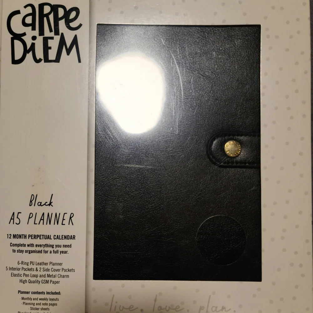 NWT Black Personal Planner Box Set Carpe Diem